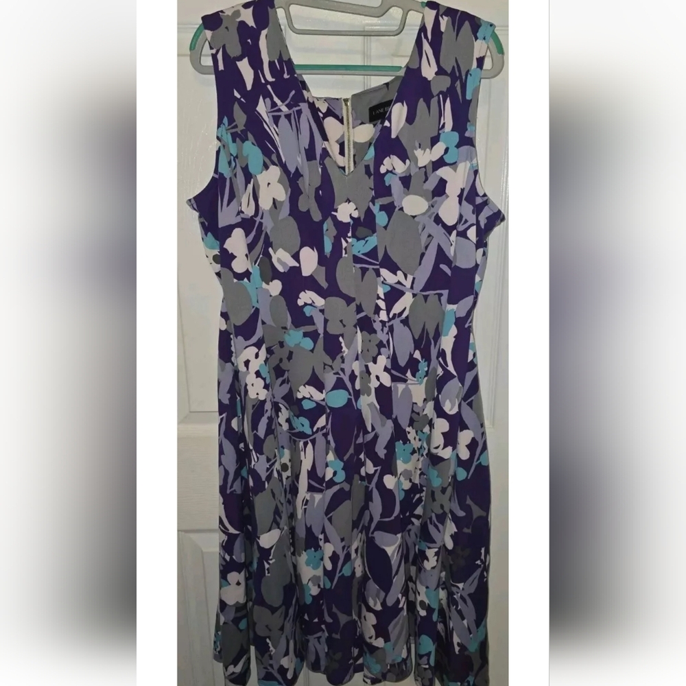 Lane Bryant Size 18 Fit & Flare Sleeveless Floral Dress Purple, Blue & White